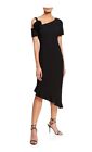 SHANI Asymmetric Dress with Floral Detail Black Size 6 Retail $384.00 Designer