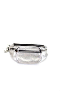 Alexander Wang Women's Metallic Nylon Waist Belt Bag Handbag Silver