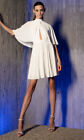 NWOT $395 Halston Alida Open-Front Cape Dress in Chalk M