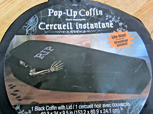 HALLOWEEN POP-UP COFFIN -BLACK W ZIP UP STORAGE BAG-NEW W/TAG!