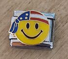 Hippie USA US Flag Smile Smiley Face Emoji Italian Charm 9mm Bracelet Link
