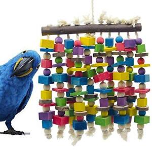 Large Bird Parrot Toys, Multicolored Wooden Blocks Bird Chewing Toy Parrot