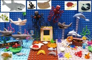 LEGO OCEAN ~ Animal Fish Shark Sea Turtle Octopus Lobster Seaweed Coral NEW