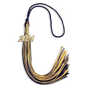 Endea Graduation Navy Blue/Gold Mixed Color Tassel With Gold Date Drop