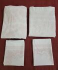 4pc Vintage Cannon Soft Pink Floral Queen Sheet Set Shabby Chic Percale No Iron