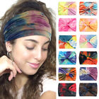 Women Tie Dye Super Wide Stretch Headband Sports Yoga Knotted Hairband Hair  =