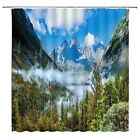 Mountain Scenic Shower Curtain Mountain View Misty Forest Pines Trees Nature ...