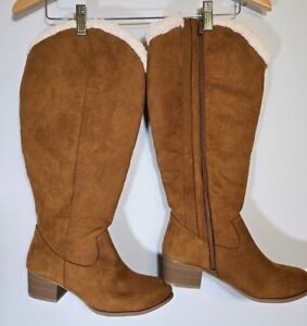 Torrid 9W 9 Wide Calf Width Plush Brown Faux Suede Shearling Knee Boots