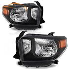 For 2014-2021 Toyota Tundra Headlights Lamps Halogen W/O DRL Pair Black Amber (For: 2019 Tundra)