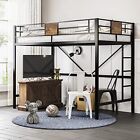 New ListingSHA CERLIN Metal Twin Loft Bed Frame with Stairs & Full-Length Guardrail,