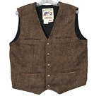 VTG Schaefer Outfitter Vest Mens M Brown Wool Herringbone Western Cowboy 828 USA
