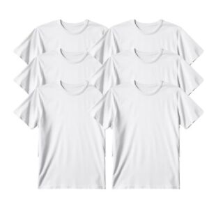 Gildan Men's White Shirts, (6) Crew Neck 100% Cotton Short Sleeve Tees, S-2XL