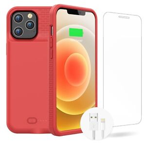 GIN FOXI 7000mAh iPhone 12/12Pro Battery Case - Ultra-Slim, Anti-Fall, Red