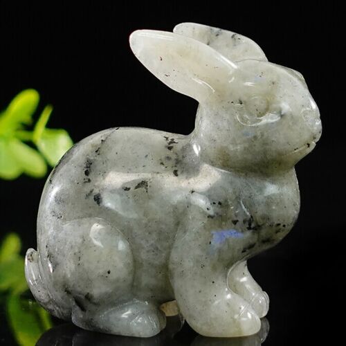 Rabbit Labradorite Quartz Stone Carved Natural Crystal Statue Healing 2