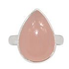 Natural Rose Quartz - Madagascar 925 Sterling Silver Ring Jewelry s.8 CR28269