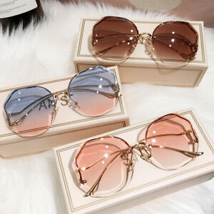 Ladies Women Designer Polarized Sunglasses Driving Eyewear UV400 Lens Rimless ↷