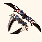12”Batman Flag Double Blade Quick open Knife Black Gift