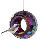Round Mosaic Fly-Through Hanging Bird Feeder - 6 in - Purple by Sunnydaze