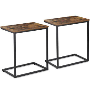 2pcs C-shaped End Table Sofa Side Table Tv Tray Sturdy Wooden Table For Home Use
