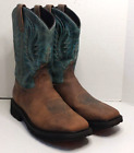 J.B. Dillon Men's Reserve JBR1115 Brown Blue Cowboy Western Boots - Size 10.5D