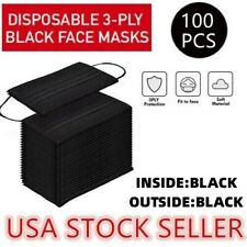 100PCS 3-Ply Disposable Face Mask Non Medical Surgical Earloop Mouth Cover-Black