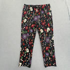 Chicos Pants Womens 2.5 US 14 Black Floral Pull On Stretch Comfort Waist
