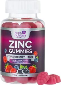 Zinc Gummies Extra Strength 50mg - Great Tasting Natural Flavored - Zinc Vitamin