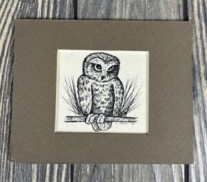 Vintage ‘84 S Sierigk Owl Drawing 5” x 4”