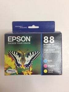 Original Epson 88 Black Cyan Magenta Yellow Ink Cartridges Combo Pack Ex 10/2018