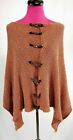 Simply Noelle Sweater Poncho One Size Rust Color Pullover Faux Leather Closure
