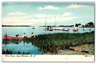 c1910's The Cove Canoeing Boat Dog Sag Harbor Long Island New York NY Postcard