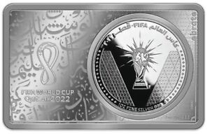 3oz Coin in Bar Pure Silver .999  Limited Edition World Cup Qatar 2022
