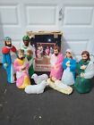 Vintage Empire 10piece Nativity Set Blow Molds Original Box Table Top 22