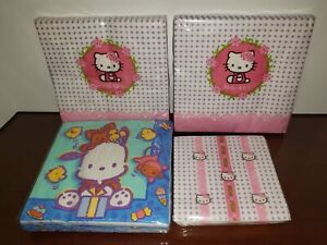 NEW! Vintage Sanrio 2006 Hello Kitty Napkins (3) & 2001 Pochacco Napkins (1) Set