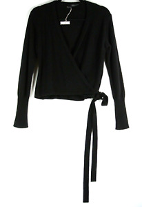 NEW 360CASHMERE CASHMERE WRAP CARDIGAN in black size XS #S6266