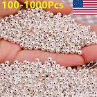 100-1000x Genuine 925 Sterling Silver Round Ball 3mm Beads Making Jewelry DIY US