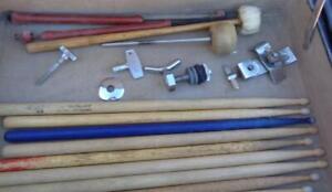 Mixed Lot of Drum Accessories – Drumsticks – MANY ITEMS – VINTAGE CASE