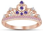 Simulated Birthstone Rapunzel Princess Style Crown in Ring  Gold Plated Silver