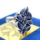 925 Sterling Silver Blue Tanzanite Gemstone Handmade Jewelry Adjustable Ring