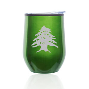 Stemless Wine Tumbler Coffee Travel Mug Glass Cup Cedar Tree Lebanon Lebanese