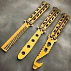 GOLD Butterfly Balisong Trainer Knife Training Dull Blade Stainless Practice NEW