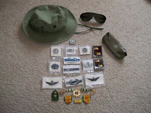 US Army Vietnam Era Original Pkgs Dated 69 71 Insignia Lot OD Boonie Hat Ribbons