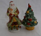 Fitz And Floyd Christmas Salt and Pepper Shakers Santa Xmas Tree Decor