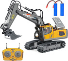 Remote Control Excavator Toy 11 Channel 2.4Ghz RC Construction Vehicles with Met