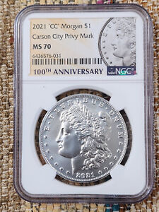 2021-CC NGC MS70 MS 70 Morgan Silver Dollar $1 100th Anniversary