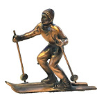 Vintage Skier Figurine Brass or Bronze Colored metal Cross Country Figurine Man