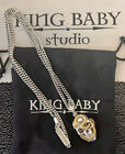 KING BABY 925 STERLING SILVER CURB CHAIN WITH LARGE SKULL PENDANT - KB925