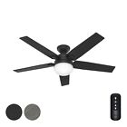 Hunter Fan 52 in Casual Matte Black Indoor Ceiling Fan with Light Kit and Remote