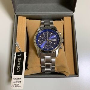 SEIKO Selection SBTQ071 Chronograph Quartz Men's Watch Silver Blue Bulk Stock