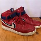 Men's Nike Air Force 1 High Chenille Swoosh Red Sneakers 806403-603 Size 12